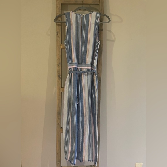 Anthropologie DREW Striped Wide Leg Jumpsuit in Multi Blue Stripe - Picture 4 of 7